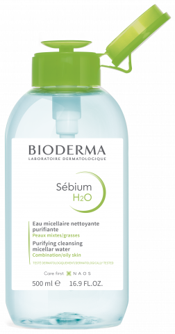 BIODERMA product photo, Sebium H2O 500ml, micellar water for acne prone skin