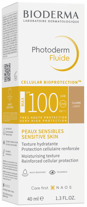 BIODERMA product photo, Photoderm Fluide MAX SPF100 LIGHT TINT, water resistant sunscreen for extreme conditions